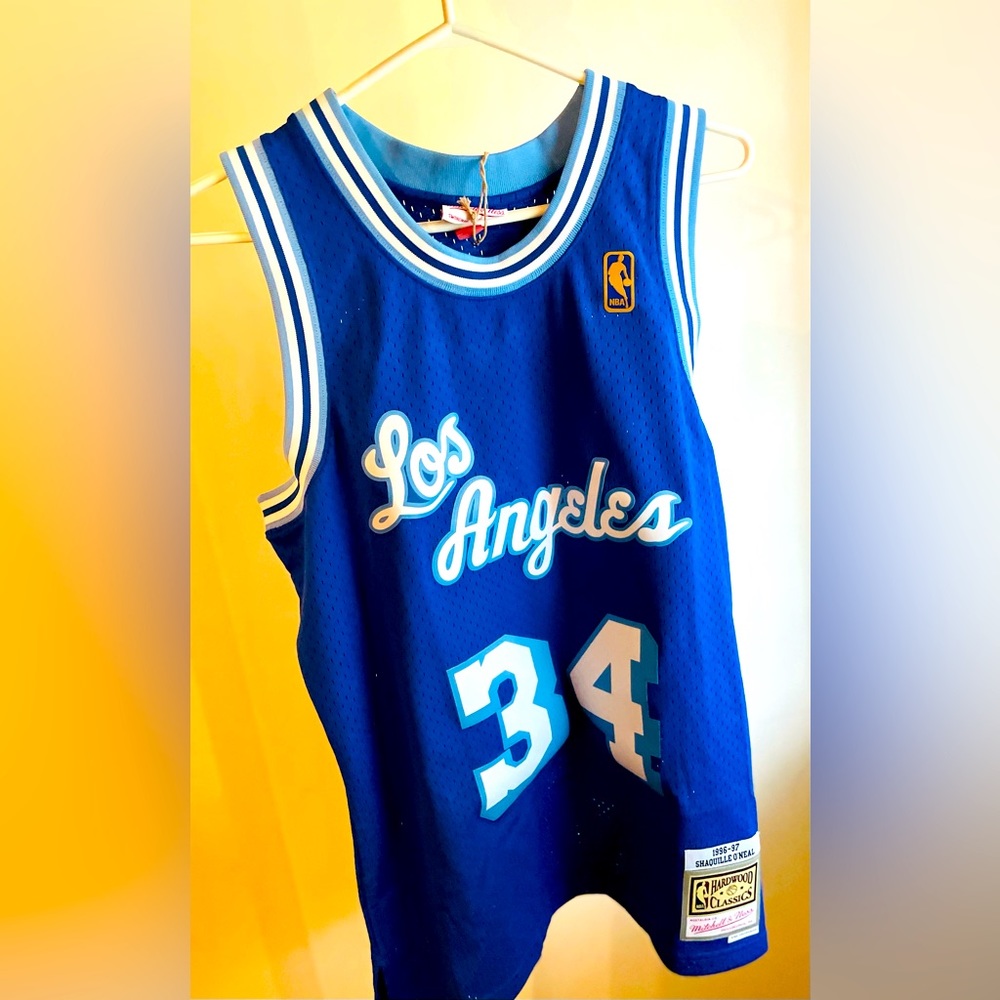 Men’s Brand New w/Tags Mitchell & Ness Blue LA Lakers O’Neal Jersey- Size Medium